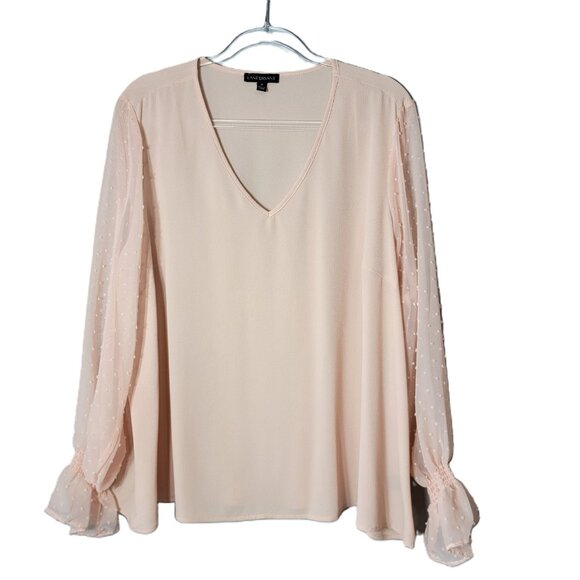 Lane Bryant Pink Top Plus Size 20 Sheer Bubble Sleeve Pullover Lightweight - Picture 1 of 5